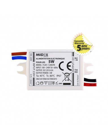 ALIM LED 12V DC 420mA 5W IP68MIIDEX VISION-EL75281