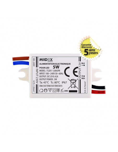 ALIM LED 12V DC 420mA 5W IP68MIIDEX VISION-EL75281