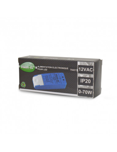 ALIM 12V AC ELECTRONIC 1-70W IP20 5ANS MIIDEX VISION-EL 75421