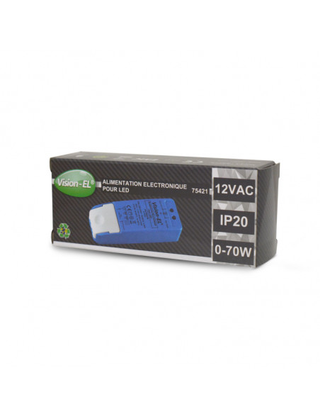 ALIM 12V AC ELECTRONIC 1-70W IP20 5ANS MIIDEX VISION-EL 75421