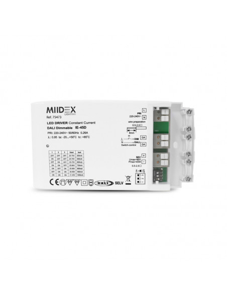 ALIM DALI PUSH 10-43W 21-70VDC 350-1050MA IP20 5ANS MIIDEX VISION-EL 75473
