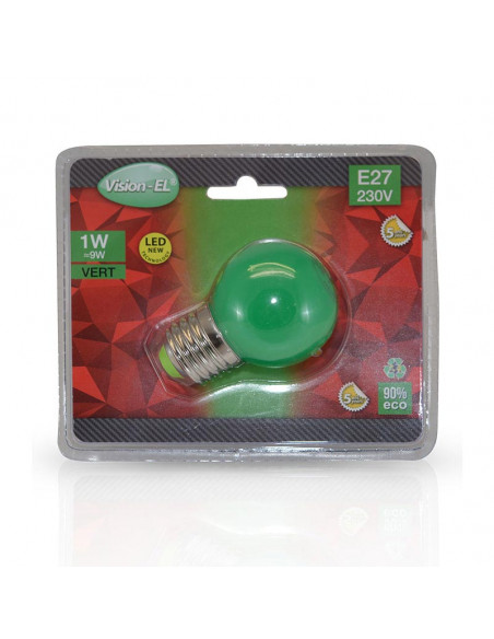 LED 1W BULB E27 VERT BLISTER MIIDEX VISION-EL 7620