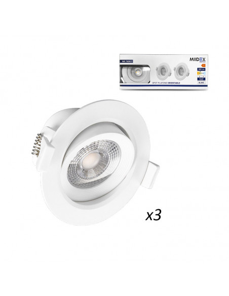 CARAT SPOT DIAM 90MM 5W 3000K PACK DE 3 MIIDEX VISION-EL 763617