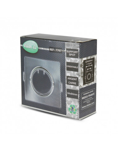 COLLERETTE CARRE SUPPORT DE SPOT 85 X 85MM ARGENT ORIENT MIIDEX VISION-EL 7707