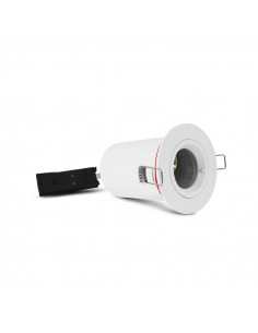 Support Spot plafond BBC Rond Blanc Fixe avec douille automatique Ø90 mm IP65 MIIDEX VISION-EL 77184