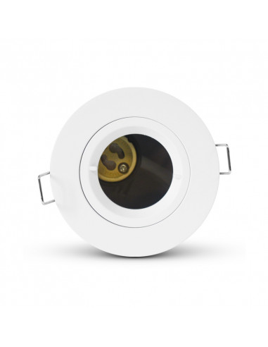 Support Spot plafond BBC Rond Blanc Fixe avec douille automatique Ø90 mm IP65 MIIDEX VISION-EL 77184