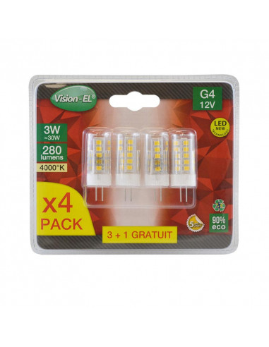 LED G4 3W 4000K BLISTER X4 MIIDEX VISION-EL 79042