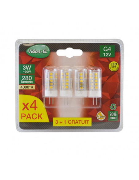 LED G4 3W 4000K BLISTER X4 MIIDEX VISION-EL 79042