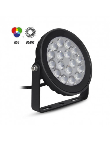 TOURNESOL PROJECTEUR RGB + BLC 9W CCT 2700K A 6500K NOIR IP65 RF MIIDEX VISION-EL 80104