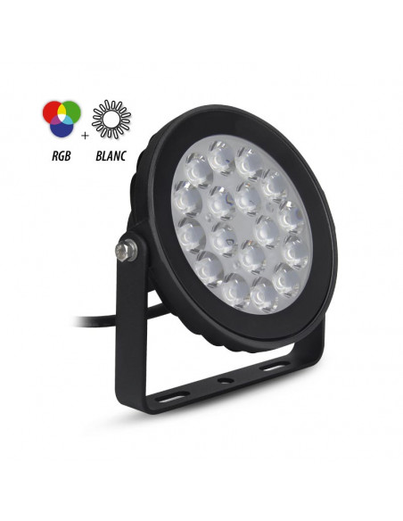 TOURNESOL PROJECTEUR RGB + BLC 9W CCT 2700K A 6500K NOIR IP65 RF MIIDEX VISION-EL 80104