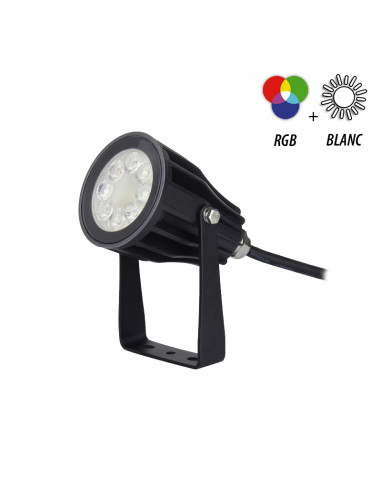 TOURNESOL PROJECTEUR RGB + BLC 6W CCT 2700K A 6500K NOIR IP65 RF MIIDEX VISION-EL 80105