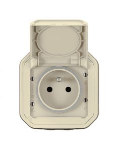 Prise de courant 2P+T Plexo complet saillie sable LEGRAND 069776L