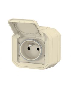 Prise de courant 2P+T Plexo complet saillie sable LEGRAND 069776L 2