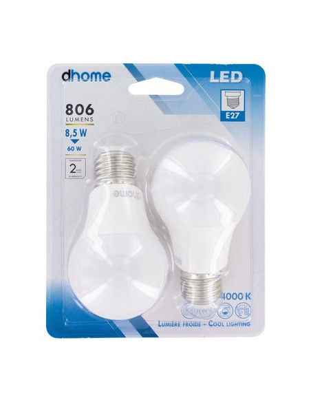 AMP LED STD E27 4000K 806LM /2 DHOME A60-8 E27 4000K 806LM X2