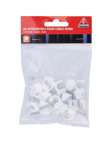 ATTACH-FILS ROND BLC 10MM /20 DHOME CHS-CHR-9-20PCS-WHITE