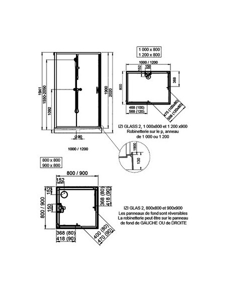 CABINE IZIGLASS2 PC.ANG.100X80 VS LEDA L11IZC10801