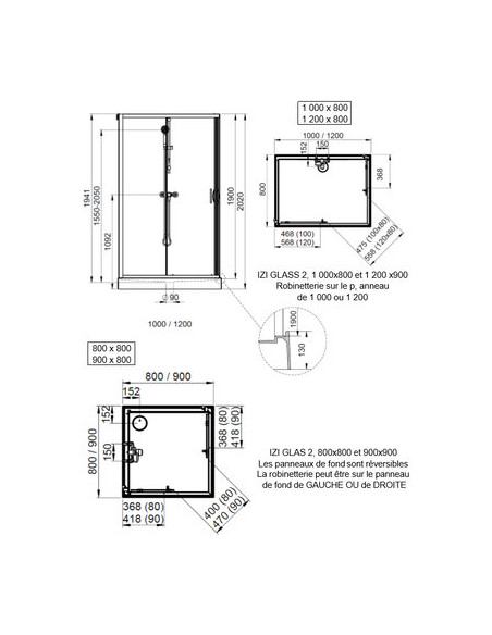 CABINE IZIGLASS2 PC.ANG.100X80 VT LEDA L11IZC1080