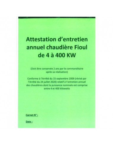 CARNET ENTRETIEN CHAUD FUEL PRO25028