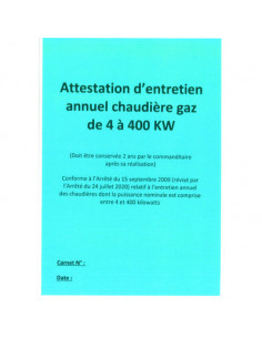 CARNET ENTRETIEN CHAUD GAZ PRO25026