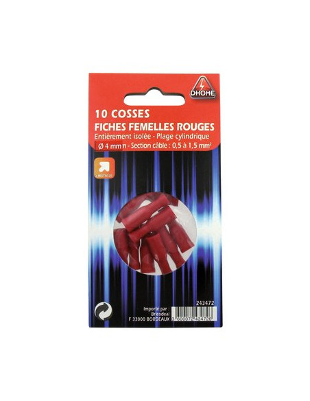 DOUILLE FEMELLE ROUGE 4MM (10 pièces) DHOME FRD 1,25-156