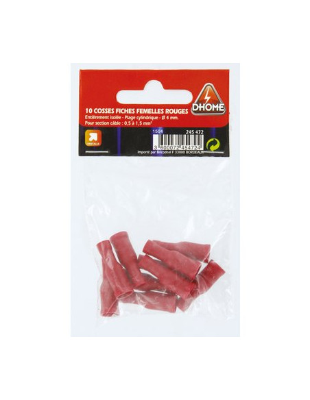 DOUILLE FEMELLE ROUGE 4MM (10 pièces) DHOME FRD 1,25-156
