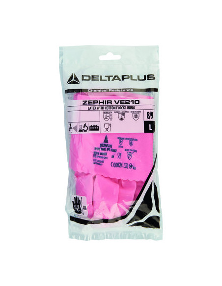 GANT MENAGE LATEX ROSE 9(10 pièces) DELTA PLUS VE210RO09