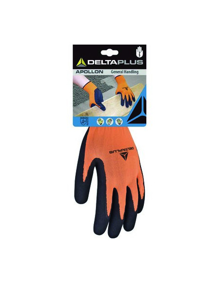 Gant tricot polyester PE mousse latex Orange et Noir Taille 7 DELTA PLUS DPVV733OR07
