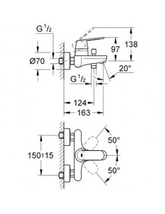 MIT EUROSTYLE COSMO B/D MUR GROHE 32833000 2