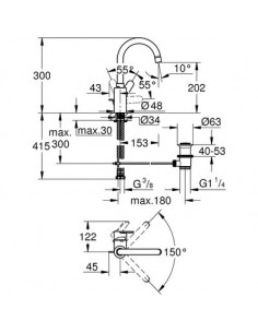 MIT LAV BEC HT EUROSTYLE COSMO GROHE 23043003 2