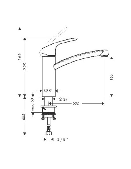 MITIGEUR FOCUS E2 CUISINE HANSGROHE 31816000
