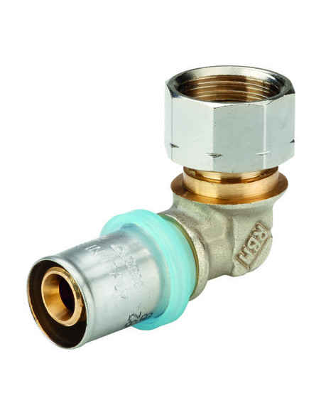 Raccord laiton à sertir Modèle coude Femelle 16X2 1/2" RBM 39021620