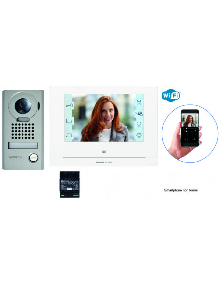 Kit vidéo platine saillie avec moniteur écran 7" avec module wifi intégré JOS1VW AIPHONE 130413