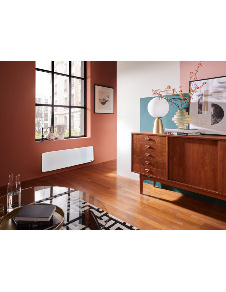 Radiateur verre connecté Verali plinthe 1500W blanc brillant ATLANTIC 507658