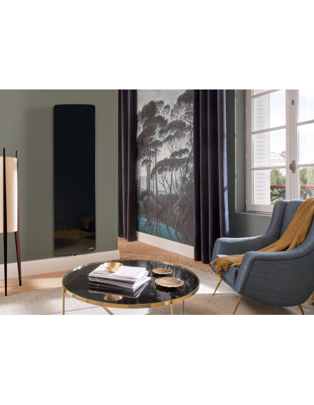 Radiateur verre connecté Verali vertical 1500W noir brillant ATLANTIC 507662