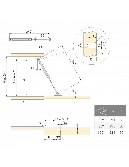 Piston diamètre 12 Thin avec fixations pour porte abattant EMUCA 1261424