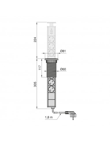 Multiconnecteur élevable Vertikal (60mm) EMUCA 5014425