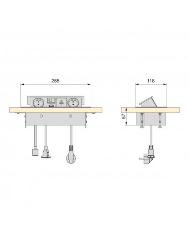 Multiconnecteur Atom 26 pour bureau (225x111mm) EMUCA 5039925