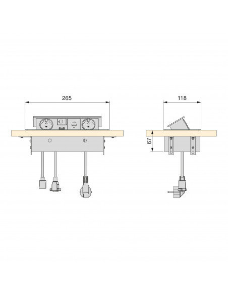 Multiconnecteur Atom 26 pour bureau (225x111mm) EMUCA 5039925