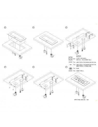 Multiconnecteur Atom 26 pour bureau (225x111mm) EMUCA 5039925