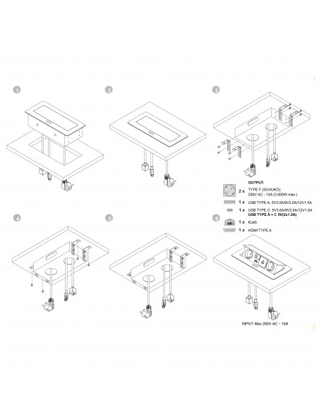Multiconnecteur Atom 26 pour bureau (225x111mm) EMUCA 5039925