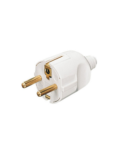 Fiche mâle 16A 2P+T double terre blanc L'EBENOID 021442