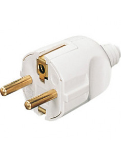 Fiche mâle 16A 2P+T double terre blanc L'EBENOID 121442