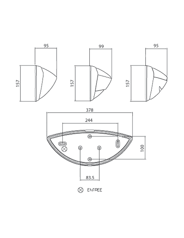 Lips bandeau E27 LED 500lm 3000K blanc L'EBENOID 076662