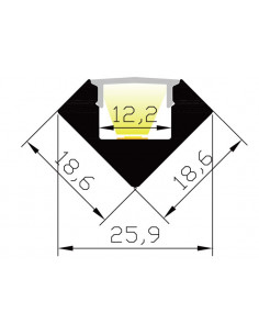 Profil ALU45 alu 2m plexi mat accessoires inclus INTEGRATECH ALU45A-M2 2