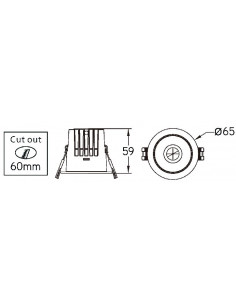 Spot encastré Deep low UGR 5W CRI90 4000K INTEGRATECH DEEP5W40 2
