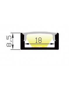 Profil SLW8 noir 2m plexi mat accessoires inclus INTEGRATECH SLW8B-M2 2