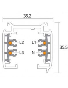Rail universel triphasé dim 7p 1m blanc INTEGRATECH TRA3F1MW 2