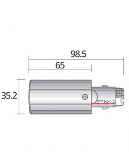 Alimentation gauche pour rail univ 3ph 7p blanc INTEGRATECH TRA3FPOWLW