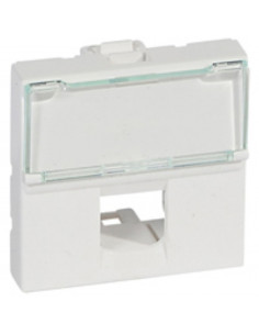 Plastron Mosaic 2 modules avec porte-repère transparent pour 1 connecteur format Keystone simple blanc LEGRAND 078604