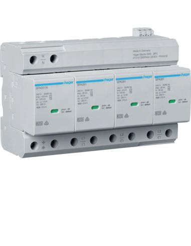 Parafoudre T1+T2 4P 25kA TNS/TT contact HAGER SPA801